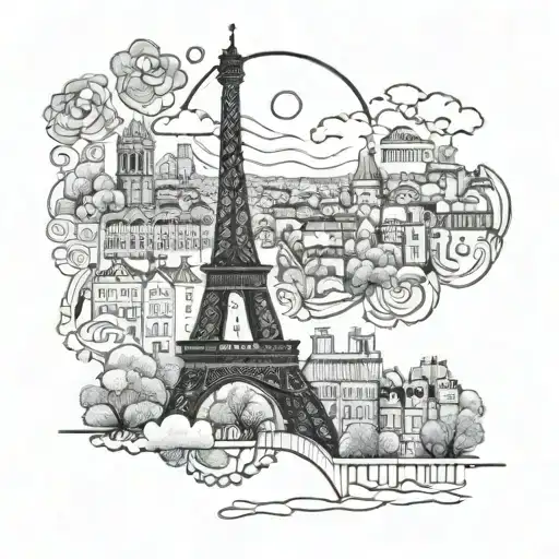 paris night tattoo design idea