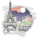 paris night tattoo design idea