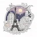 paris night tattoo design idea