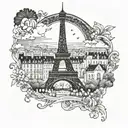 paris night tattoo design idea