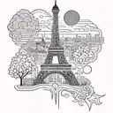 paris night tattoo design idea