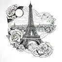 paris night tattoo design idea