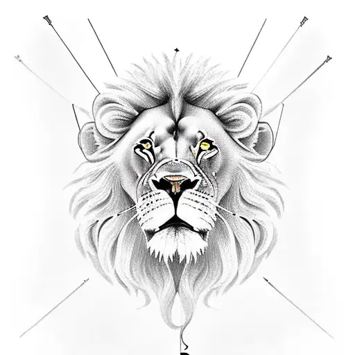 lion playing cello tattoo design idea