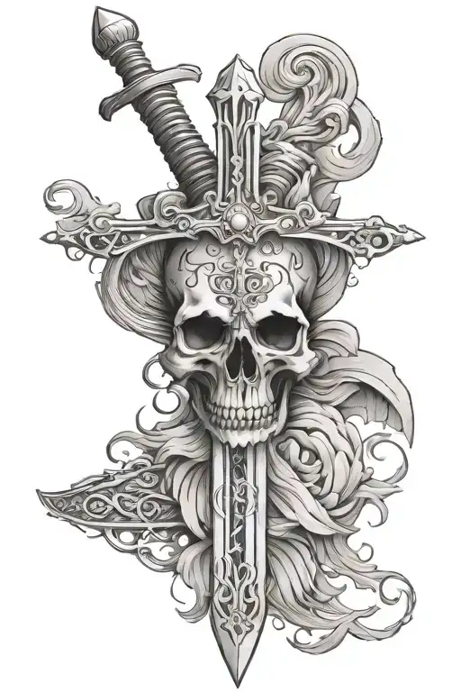 a sword inside of a corpse impaled tattoo design idea