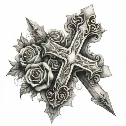 blank space cross tattoo design idea