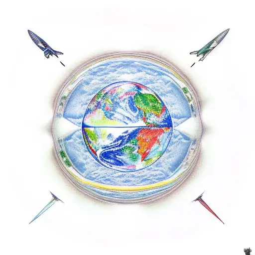 flat earth tattoo design idea