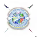 flat earth tattoo design idea