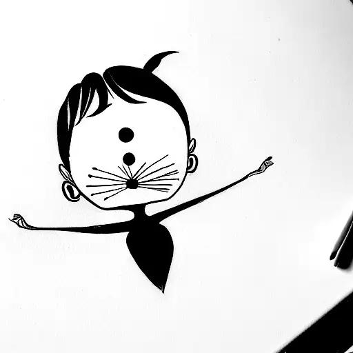 Dibuja un diseño tierno sobre Coraline y la puerta secreta  tattoo design idea