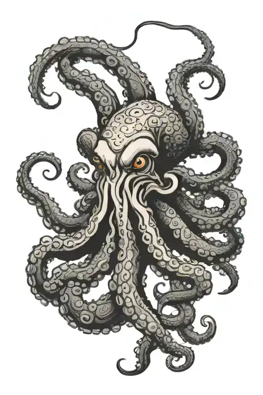 big scary octopus for leg tattoo design idea