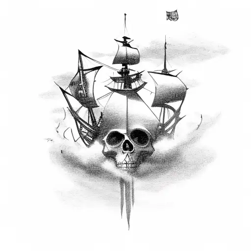 black pearl pirate ship tattoo design idea