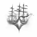 black pearl pirate ship tattoo design idea