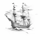 black pearl pirate ship tattoo design idea