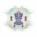 "SENSEI" written in 8 bit binary as a matrix, with a font of artistic japanese style tattoo design idea