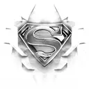 Superman shield outline with gradient from bottom to top tattoo design idea
