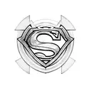 Superman shield outline with gradient from bottom to top tattoo design idea