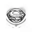 Superman shield outline with gradient from bottom to top tattoo design idea
