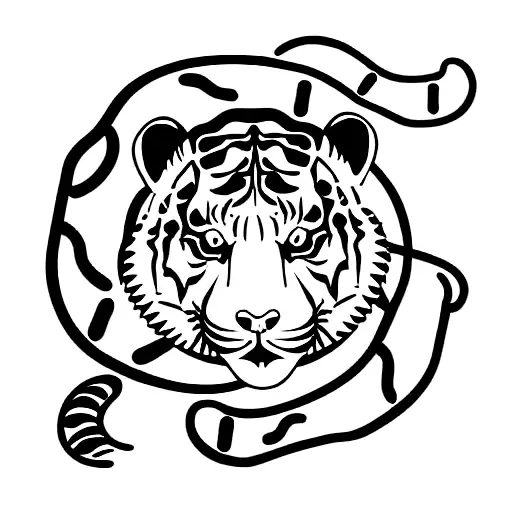 Tiger, Rabbit, Snake stay together  tattoo design idea