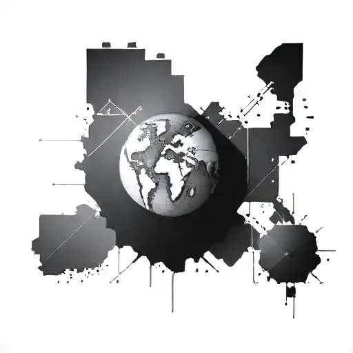 Design a tattoo of a stylized globe surrounded by business charts and graphs tattoo design idea