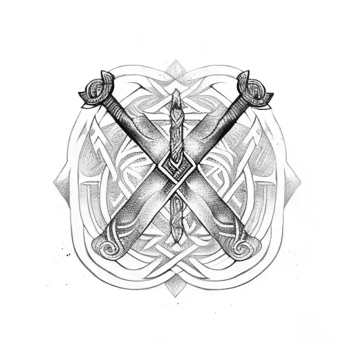 runes viking axe vallahla tattoo design idea