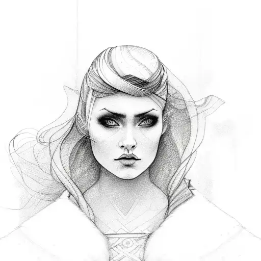 beautiful woman icelandic  tattoo design idea