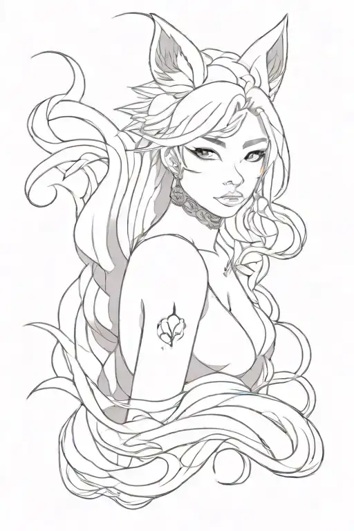 kumiho girl nine tailed fox tattoo design idea