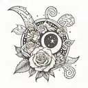 2 virgo constellation 1 cancer constellation 1 rose and a crescent moon tattoo design idea