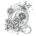 2 virgo constellation 1 cancer constellation 1 rose and a crescent moon tattoo design idea