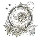 2 virgo constellation 1 cancer constellation 1 rose and a crescent moon tattoo design idea