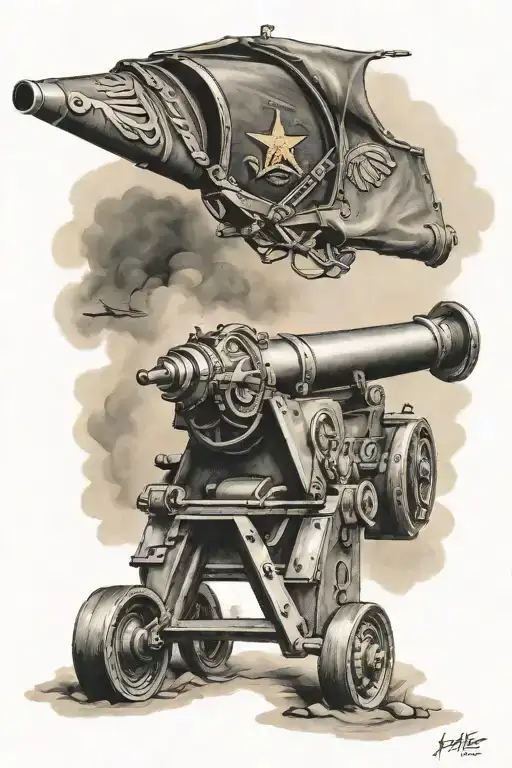 USMC Artillery cannon firing tattoo design idea
