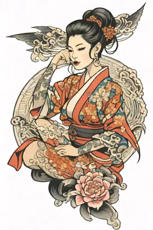 woman posing tattoo design idea