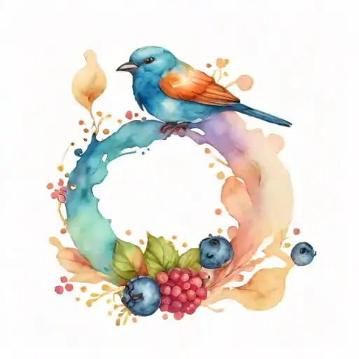 blueberry and semi colon with a bird   tattoo design idea