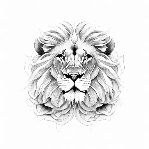 lion flower butterfly tattoo design idea