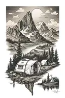 camping, mountain  tattoo design idea