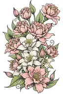 carnation water lily gladiolus flower bouquet wrapped tattoo design idea