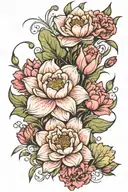 carnation water lily gladiolus flower bouquet wrapped tattoo design idea