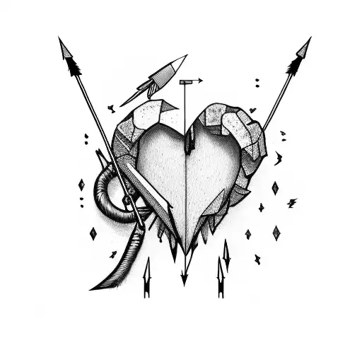 A broken heart held together by an arrow tattoo design idea