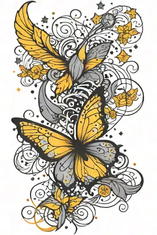 ghosting dream like with sparkles scattered tattoo design idea