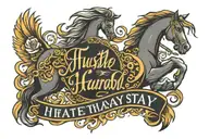 hustle hard stay humble in cursive riding on chest  tattoo design idea