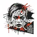 Portrait von hübscher Frau und dem Spruch "There are scars that will never forget the things I regret"  tattoo design idea