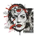 Portrait von hübscher Frau und dem Spruch "There are scars that will never forget the things I regret"  tattoo design idea