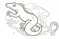a salamander salting the sea waves tattoo design idea