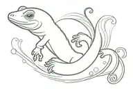 a salamander salting the sea waves tattoo design idea