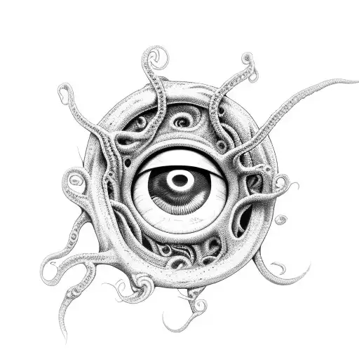 lovecraft eldritch tentacle eyeball horror tattoo design idea