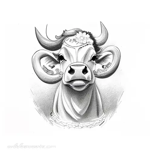 cute funny cow tattoo design idea