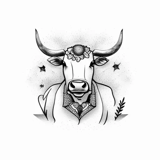 cute funny cow tattoo design idea