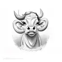 cute funny cow tattoo design idea