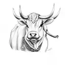 cute funny cow tattoo design idea
