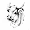 cute funny cow tattoo design idea