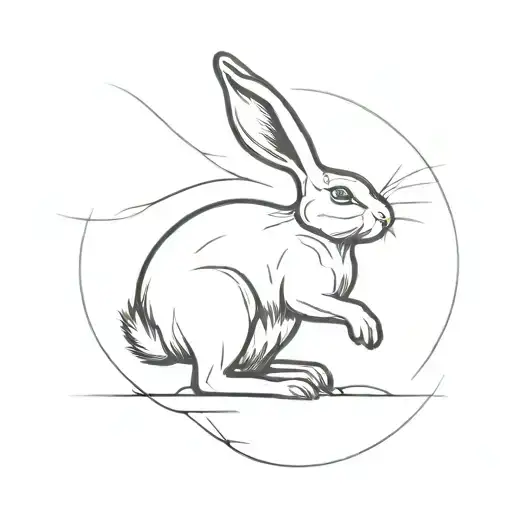 Rabbit on hind legs tattoo design idea