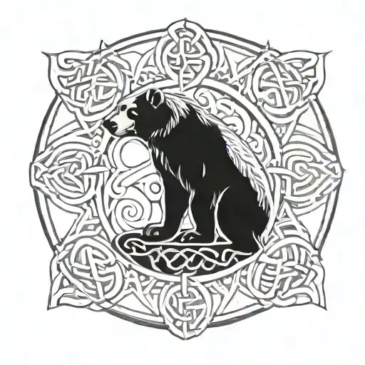 Intricate celtic knotwork design incorporating a bear motif tattoo design idea